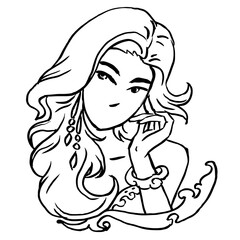 long hair girl vector for card illustration decoration