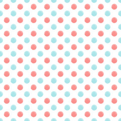 Fototapeta na wymiar Seamless pattern with blue and pink painted dots