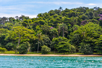 Beach with trees in the Ilha Grande, Angra dos Reis town, State of Rio de Janeiro, Brazil. Taken...