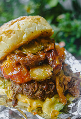 beef steak with potatoes burger