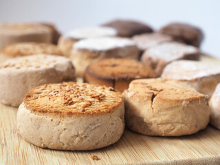 Typical spanish holiday delicacies polvorones and mantecados