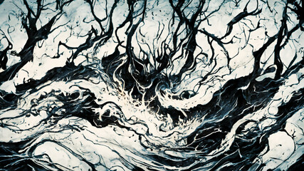 Obraz na płótnie Canvas Abstract Marble texture black and white lightning