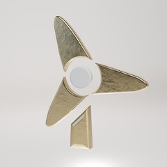 windmill. wind generator. wind generator icon in golden color on a white background. 3d illustration. 3d render
