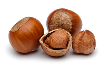 hazelnuts isolated on white background