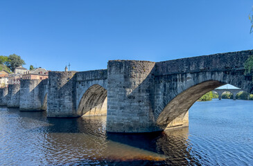 a vaulted arch bridge that was completed in 1215, river Vienne in Limoges France