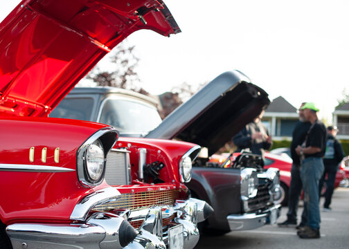 Vintage American automobiles at classic car show.