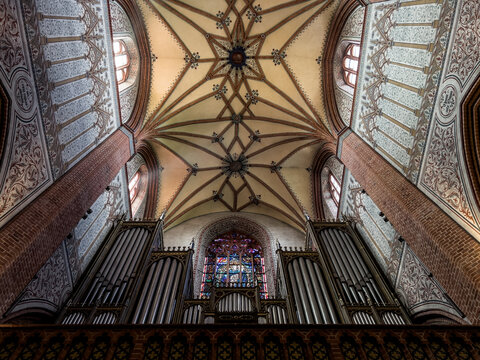 Pelplin, Poland May 15, 2022: Interior of the historic Cathedral Basilica in Pelplin in Poland