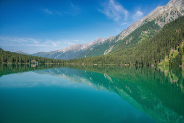 Naklejka na ściany i meble Lago di Anterselva in the Dolomites, Italy