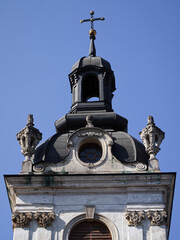 Fototapeta premium A small beautiful tower on the Cathedral of St. George in Lviv, Ukraine. Baroque architecture. Clear sky.