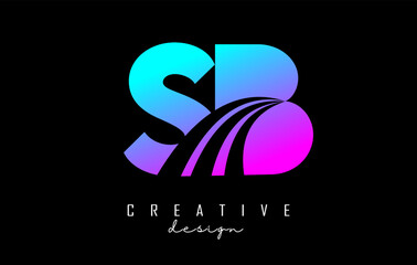 Creative colorful letter SB s b logo with leading lines and road concept design. Letters with geometric design. Vector Illustration with letter and creative cuts.