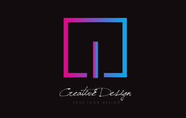 Fototapeta premium I Square Frame Letter Logo Design with Purple Blue Colors.