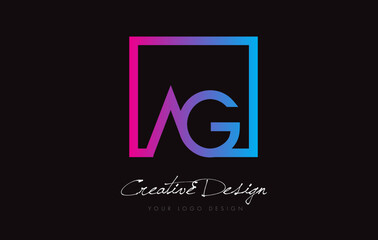 AG Square Frame Letter Logo Design with Purple Blue Colors.