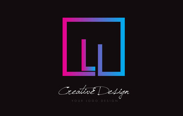 LI Square Frame Letter Logo Design with Purple Blue Colors.