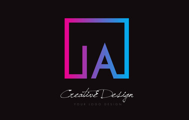 IA Square Frame Letter Logo Design with Purple Blue Colors.