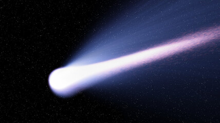 Bright comet with long tail rushing through outer space © piter2121