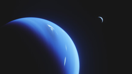 Planet Neptune and moon