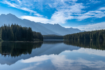 Morning time at Johnson Lake in Banff National Park Alberta Canada