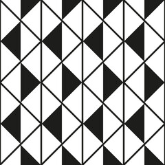 Fototapeta premium Black and white geometric seamless pattern repeating background for design