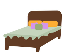 Double bed vector illustration isolated on white background.