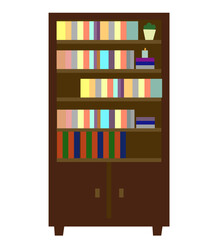 Single bookcase or library vector illustration isolated on white background.