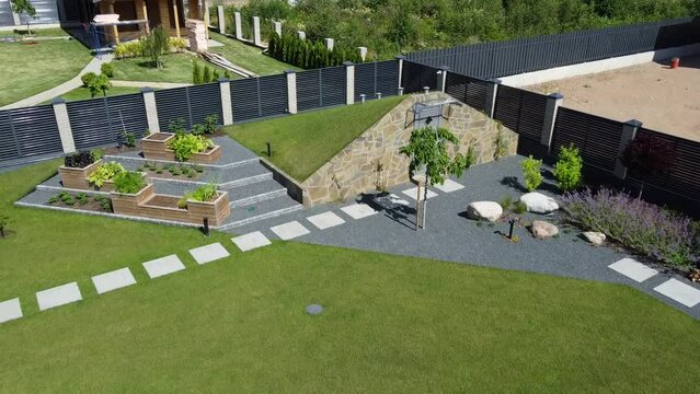 Video of a beautiful garden in summer in a country house