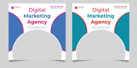 Digital Marketing Agency Corporate Business Square Flyer Social Media Post Banner Design Template
