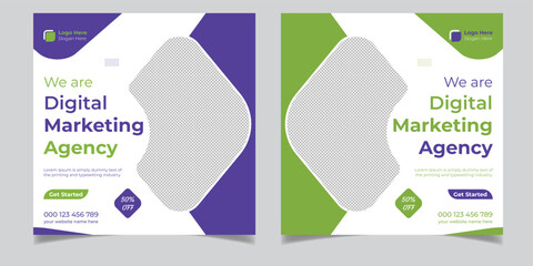 Digital Marketing Agency Corporate Business Square Flyer Social Media Post Banner Design Template
