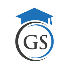 Letter GS Education Logo Concept With Educational Graduation Hat Vector Template