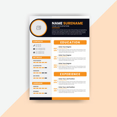 Corporate Professional CV or  Resume Design Vector Template 