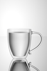 mug with double bottom with a handle for holding by hand. 3d render.