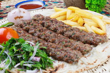 Middle Eastern Kofta Kebab Recipe with potato fries