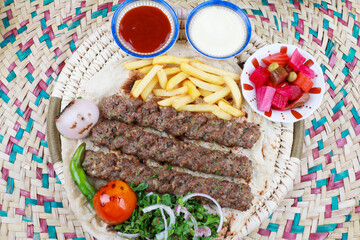 Middle Eastern Kofta Kebab Recipe with potato fries