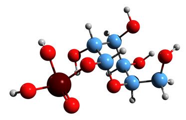  3D image of Galactose 1-phosphate skeletal formula - molecular chemical structure of metabolite isolated on white background
