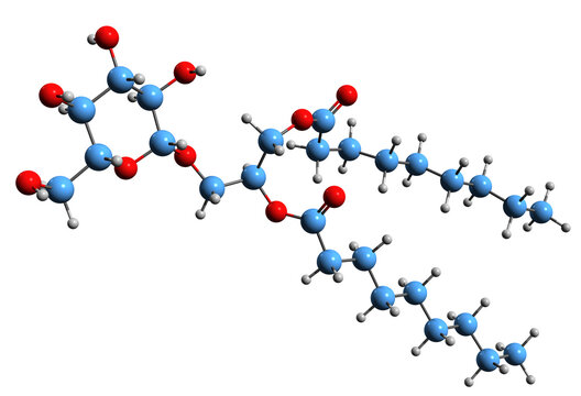 3D image of Galactolipid skeletal formula - molecular chemical structure of f glycolipid isolated on white background
