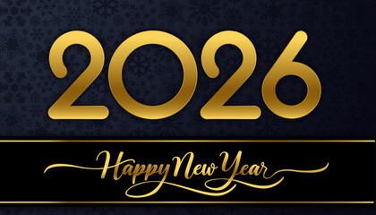 2026 Happy New Year in golden design, Holiday greeting card design.