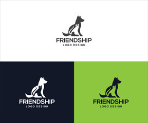 cat dog friendship logo design