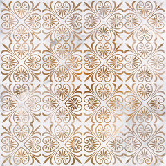 seamless floral pattern background with white marble floor