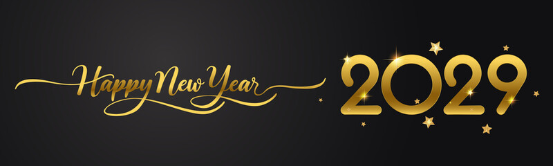 2029 Happy New Year in golden design, Holiday greeting card design. - obrazy, fototapety, plakaty