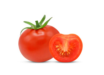 Tomato and slice isolated on white background.
