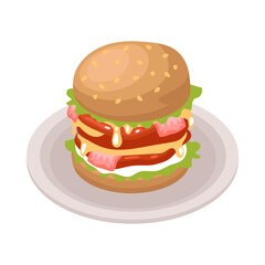 Isometric Burger Dish Composition