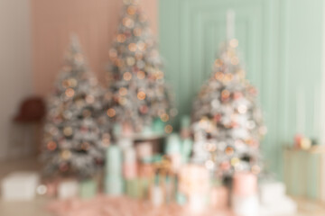 Blurred view of stylish Christmas room interior