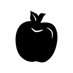 Apple silhouette in black color on a white background.Icon vector illustration