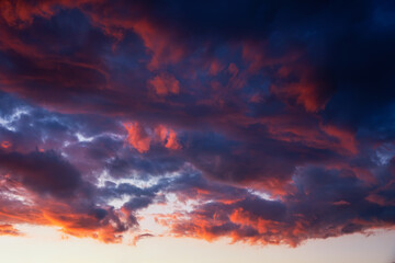 Colorful cloudscape after storm un sunset