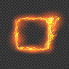 Fire Frame. Flame Transparent Design. Vector Illustration.