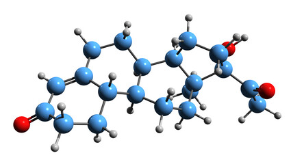 3D image of Gestronol skeletal formula - molecular chemical structure of  progestin isolated on white background

