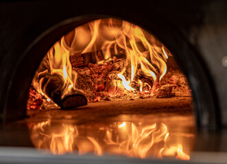 Wood Fire in pizza oven