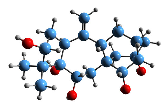  3D image of Grayanotoxin II skeletal formula - molecular chemical structure of neurotoxin asebotoxin isolated on white background
