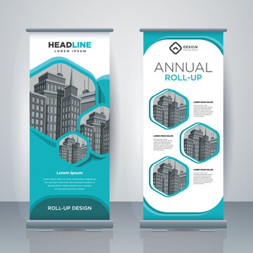 Business Roll Up. Standee Design. Banner Template. Presentation and Brochure. Vector illustration