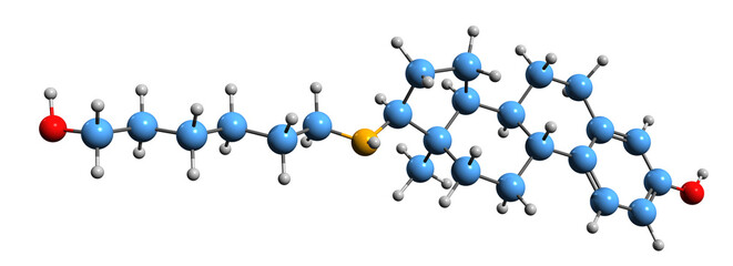  3D image of Hexolame skeletal formula - molecular chemical structure of  synthetic, steroidal estrogen isolated on white background
