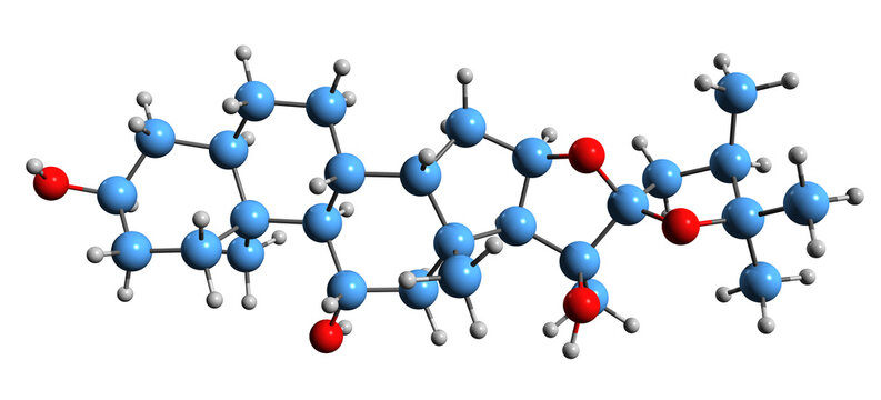  3D image of Hippuristanol skeletal formula - molecular chemical structure of coral metabolite isolated on white background
